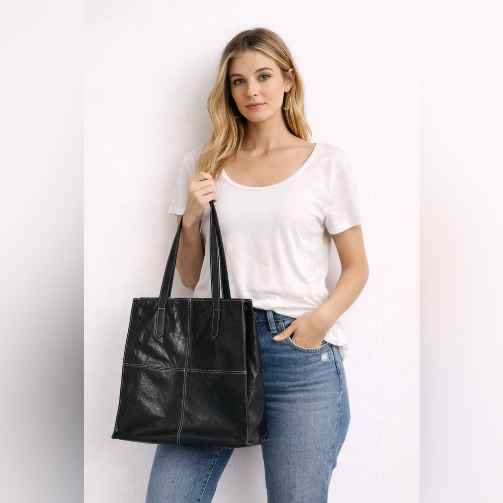 Moda Black Leather Tote Bag